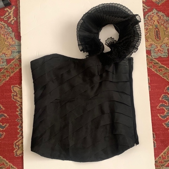 Bebe One Shoulder Silk Corset Bustier - Picture 2 of 14